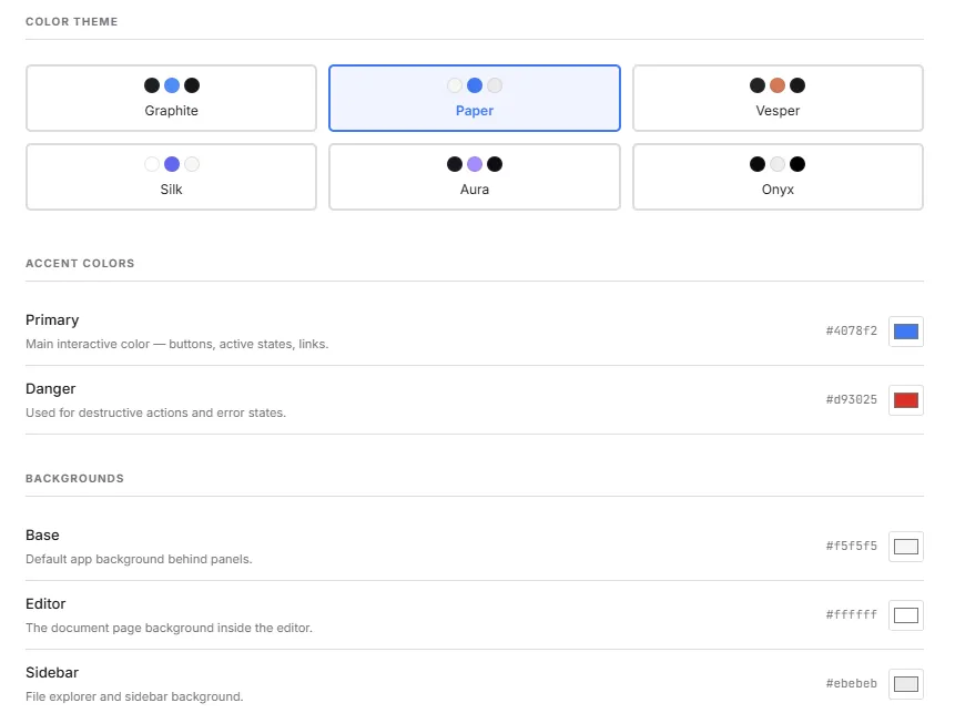 The theme colour customiser.